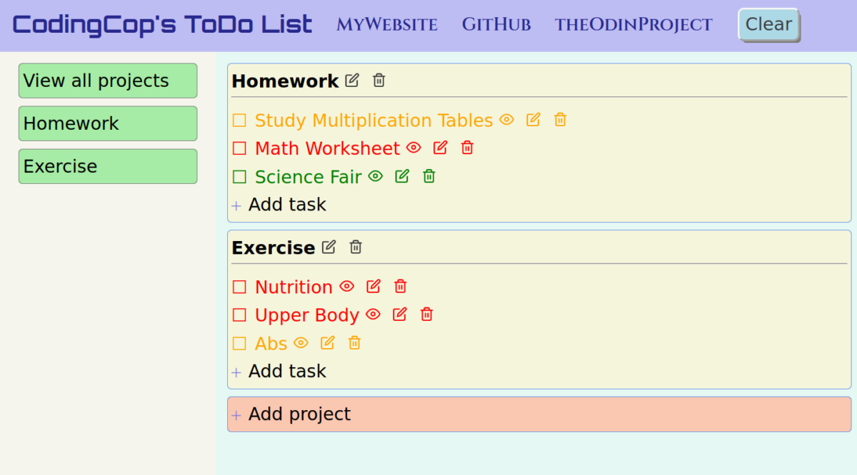 My ToDo List in JavaScript